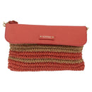BURBERRY Shoulder Bag Raffia Pink Gold Tone Auth 208117A-2