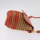 BURBERRY Shoulder Bag Raffia Pink Gold Tone Auth 208117A-4