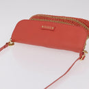 BURBERRY Shoulder Bag Raffia Pink Gold Tone Auth 208117A-6