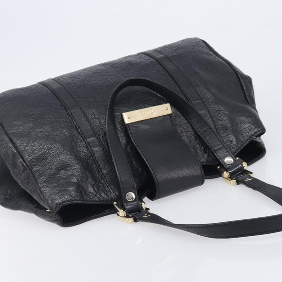 GUCCI GuccissimaGG Hand Bag Leather Black Gold Tone 211935 Auth 208118V