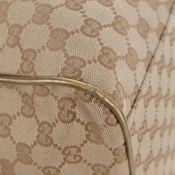 GUCCI GG Canvas Boston Bag Beige Gold Tone 153240 Auth 208120V