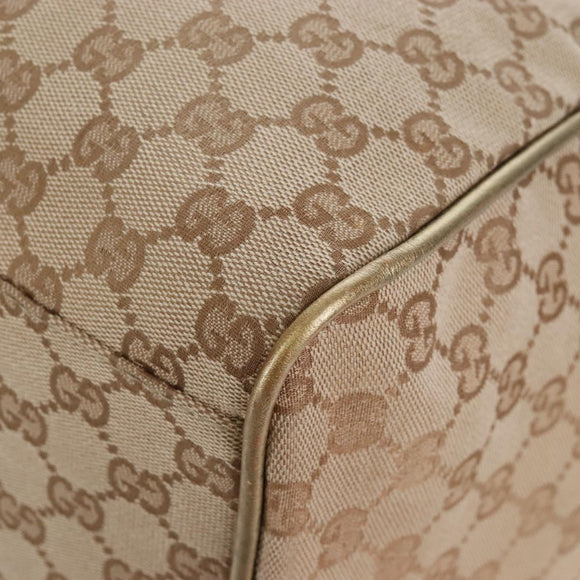 GUCCI GG Canvas Boston Bag Beige Gold Tone 153240 Auth 208120V