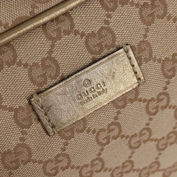 GUCCI GG Canvas Boston Bag Beige Gold Tone 153240 Auth 208120V