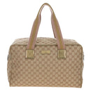 GUCCI GG Canvas Boston Bag Beige Gold Tone 153240 Auth 208120V-2