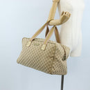 GUCCI GG Canvas Boston Bag Beige Gold Tone 153240 Auth 208120V-24