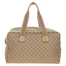 GUCCI GG Canvas Boston Bag Beige Gold Tone 153240 Auth 208120V-3
