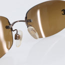 CHANEL COCO Mark Sunglasses Metal Brown CC Auth 208121V-13