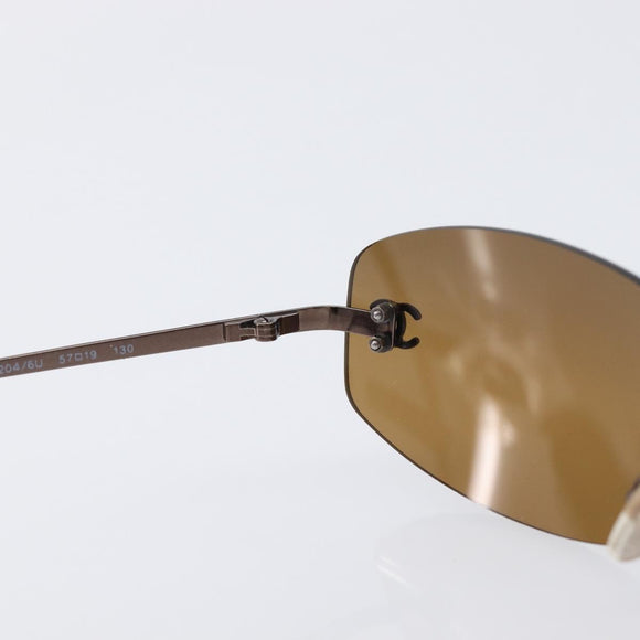 CHANEL COCO Mark Sunglasses Metal Brown CC Auth 208121V
