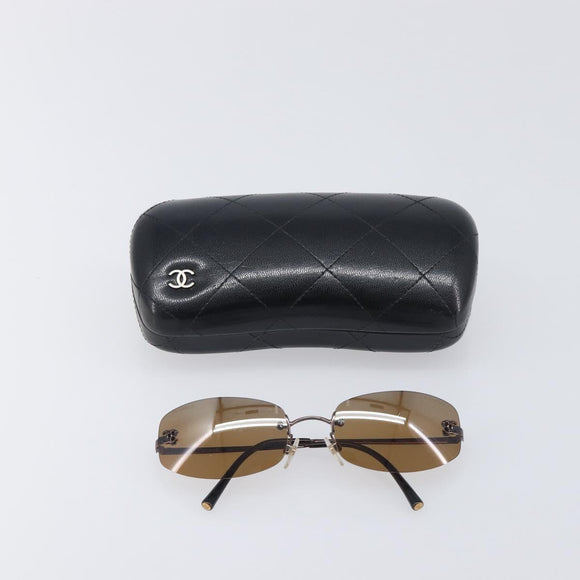 CHANEL COCO Mark Sunglasses Metal Brown CC Auth 208121V