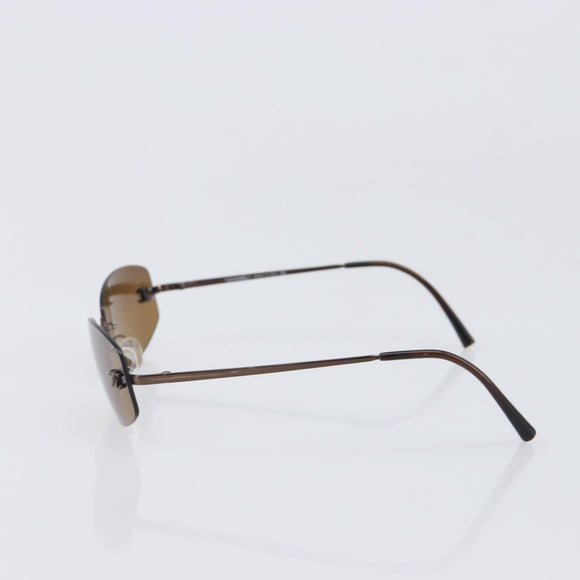 CHANEL COCO Mark Sunglasses Metal Brown CC Auth 208121V