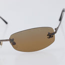 CHANEL COCO Mark Sunglasses Metal Brown CC Auth 208121V-7
