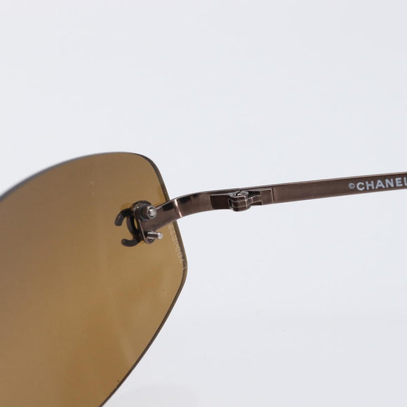 CHANEL COCO Mark Sunglasses Metal Brown CC Auth 208121V