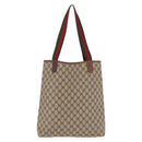 GUCCI GG Supreme Web Sherry Line Tote Bag PVC Beige 002 123 6487 Auth 208122A-3
