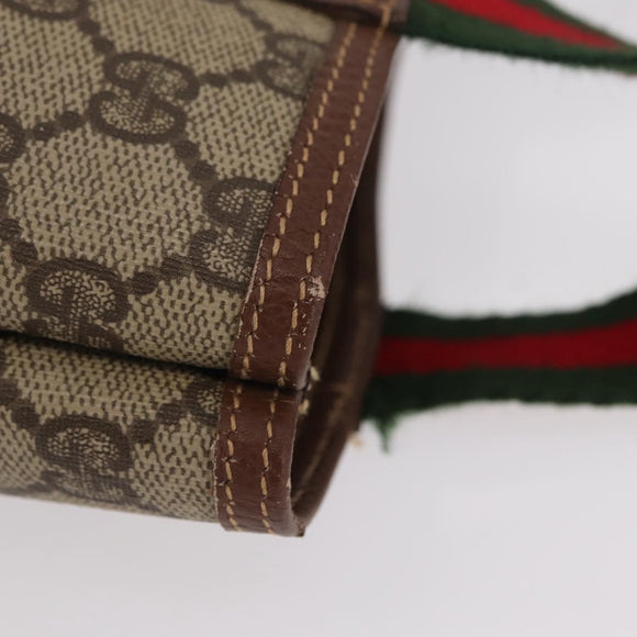 GUCCI GG Supreme Web Sherry Line Tote Bag PVC Beige 002 123 6487 Auth 208122A