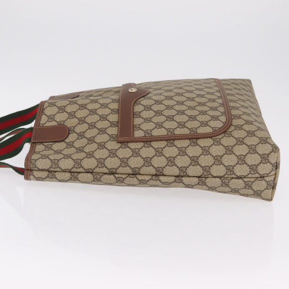 GUCCI GG Supreme Web Sherry Line Tote Bag PVC Beige 002 123 6487 Auth 208122A