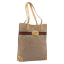 GUCCI Micro GG Web Sherry Line Tote Bag PVC Beige Gold 002 904 0131 Auth 208124-1