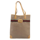 GUCCI Micro GG Web Sherry Line Tote Bag PVC Beige Gold 002 904 0131 Auth 208124-2