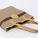 GUCCI Micro GG Web Sherry Line Tote Bag PVC Beige Gold 002 904 0131 Auth 208124-6