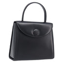 GIVENCHY Hand Bag Leather Black Gold Tone Auth 208128A-1