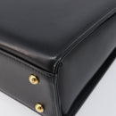 GIVENCHY Hand Bag Leather Black Gold Tone Auth 208128A-8