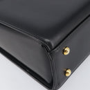 GIVENCHY Hand Bag Leather Black Gold Tone Auth 208128A-15