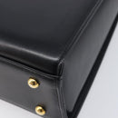 GIVENCHY Hand Bag Leather Black Gold Tone Auth 208128A-16