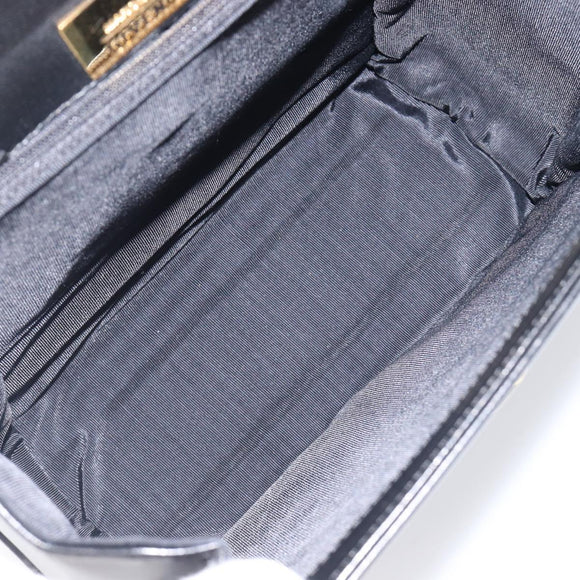 GIVENCHY Hand Bag Leather Black Gold Tone Auth 208128A