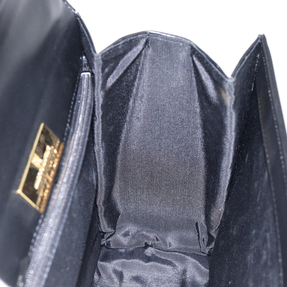 GIVENCHY Hand Bag Leather Black Gold Tone Auth 208128A