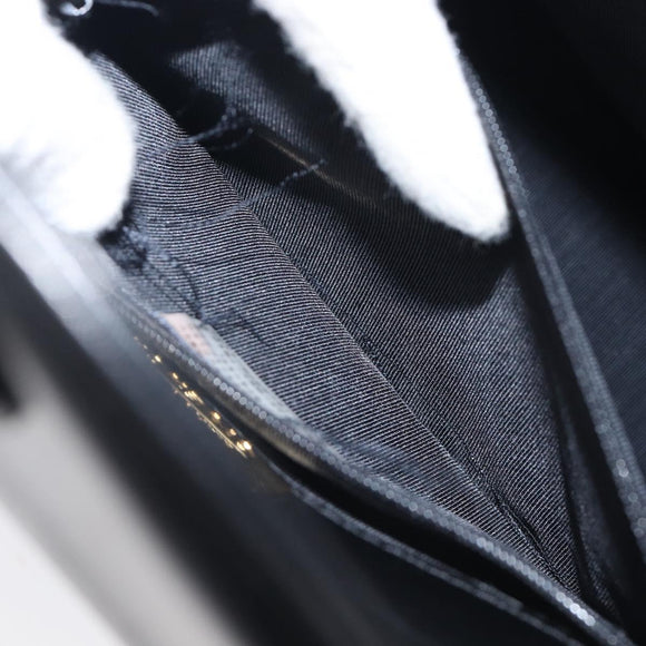 GIVENCHY Hand Bag Leather Black Gold Tone Auth 208128A