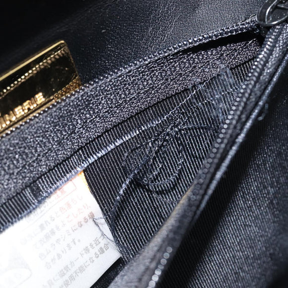 GIVENCHY Hand Bag Leather Black Gold Tone Auth 208128A