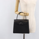 GIVENCHY Hand Bag Leather Black Gold Tone Auth 208128A-24