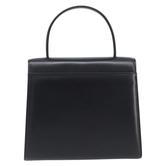 GIVENCHY Hand Bag Leather Black Gold Tone Auth 208128A