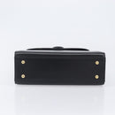 GIVENCHY Hand Bag Leather Black Gold Tone Auth 208128A-5