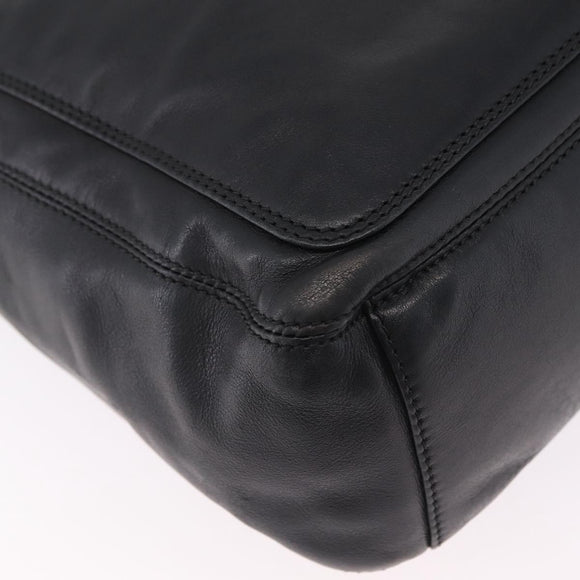 CHANEL Shoulder Bag Leather Black Gold Tone CC Auth 208135V
