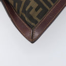 FENDI Zucca Canvas Clutch Bag Brown Gold Tone Auth 208136-10