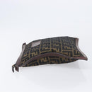FENDI Zucca Canvas Clutch Bag Brown Gold Tone Auth 208136-5