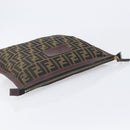 FENDI Zucca Canvas Clutch Bag Brown Gold Tone Auth 208136-6