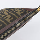 FENDI Zucca Canvas Clutch Bag Brown Gold Tone Auth 208136-7