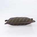 FENDI Zucca Canvas Clutch Bag Brown Gold Tone Auth 208136-8