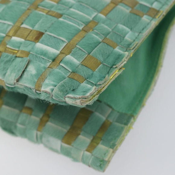 Bottega Veneta INTRECCIATO Tote Bag Harako leather Green Silver Auth 208141A