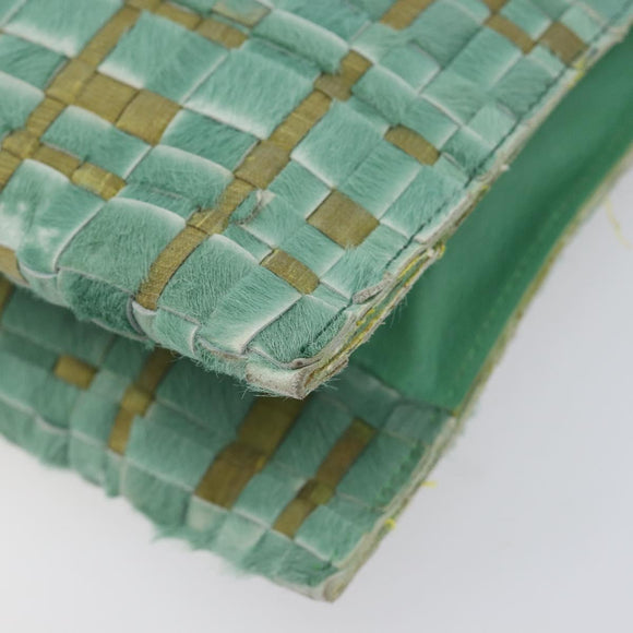 Bottega Veneta INTRECCIATO Tote Bag Harako leather Green Silver Auth 208141A