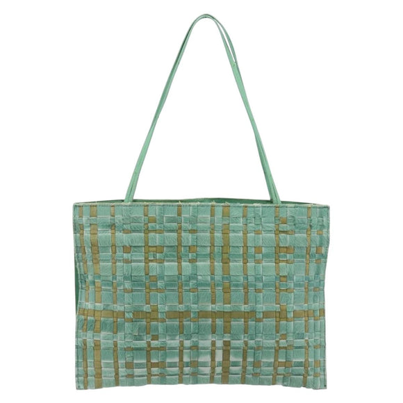Bottega Veneta INTRECCIATO Tote Bag Harako leather Green Silver Auth 208141A
