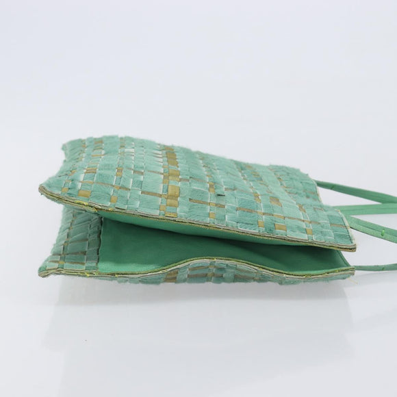 Bottega Veneta INTRECCIATO Tote Bag Harako leather Green Silver Auth 208141A