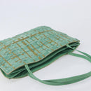 Bottega Veneta INTRECCIATO Tote Bag Harako leather Green Silver Auth 208141A-6