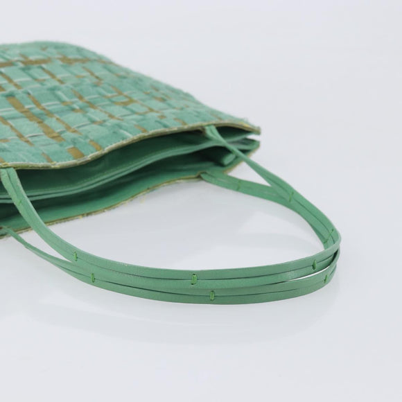 Bottega Veneta INTRECCIATO Tote Bag Harako leather Green Silver Auth 208141A