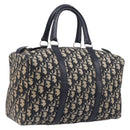 Christian Dior Trotter Canvas Boston Bag Navy Silver Auth 208142-1
