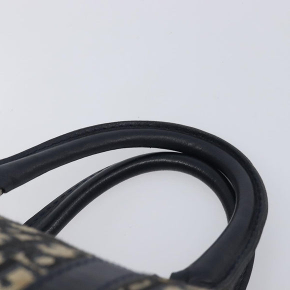 Christian Dior Trotter Canvas Boston Bag Navy Silver Auth 208142