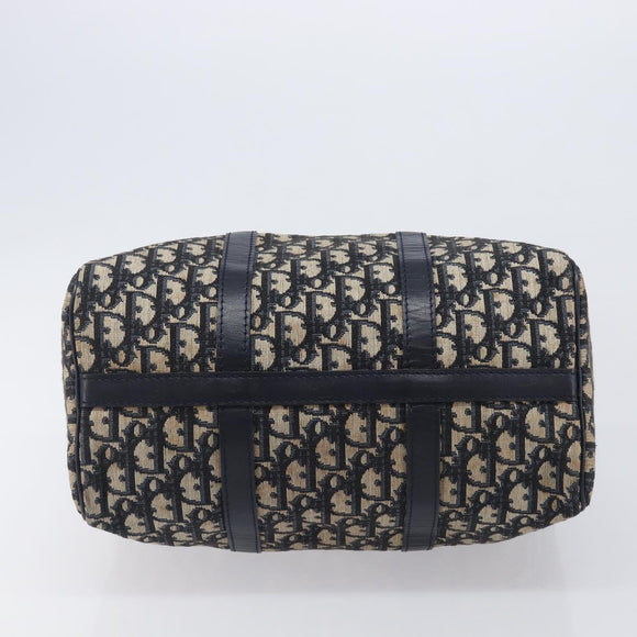 Christian Dior Trotter Canvas Boston Bag Navy Silver Auth 208142