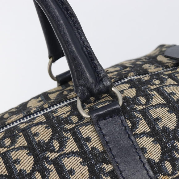 Christian Dior Trotter Canvas Boston Bag Navy Silver Auth 208142