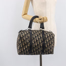 Christian Dior Trotter Canvas Boston Bag Navy Silver Auth 208142-26